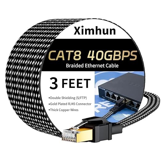 Cat 8 Ethernet Cable 3FT, 6FT 10FT 15FT 20FT 25FT 30FT 40FT 50FT 60FT 75FT 100FT