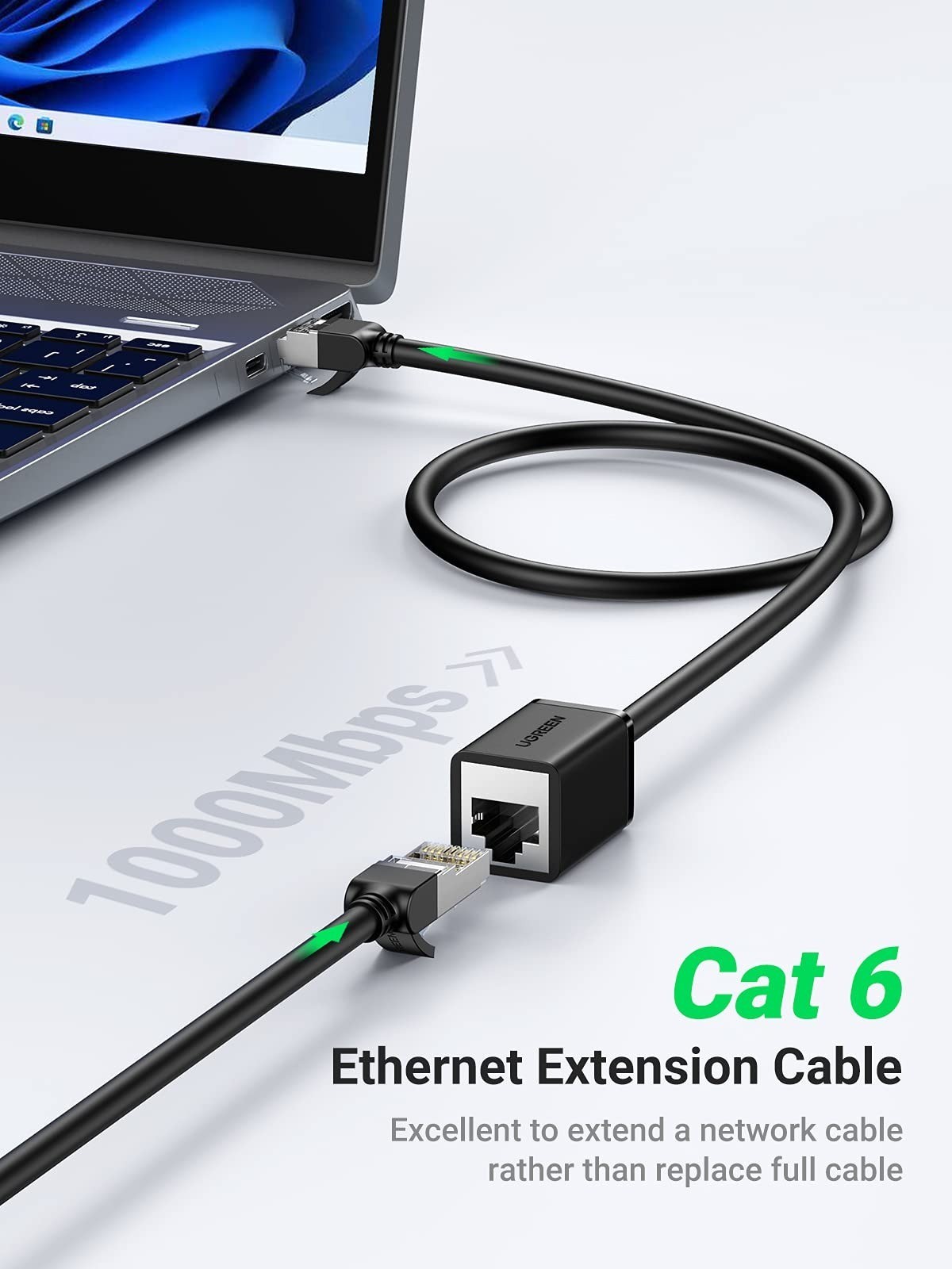 UGREEN Cat 6 Ethernet Extension Cable 10FT RJ45 Male to Female Connector