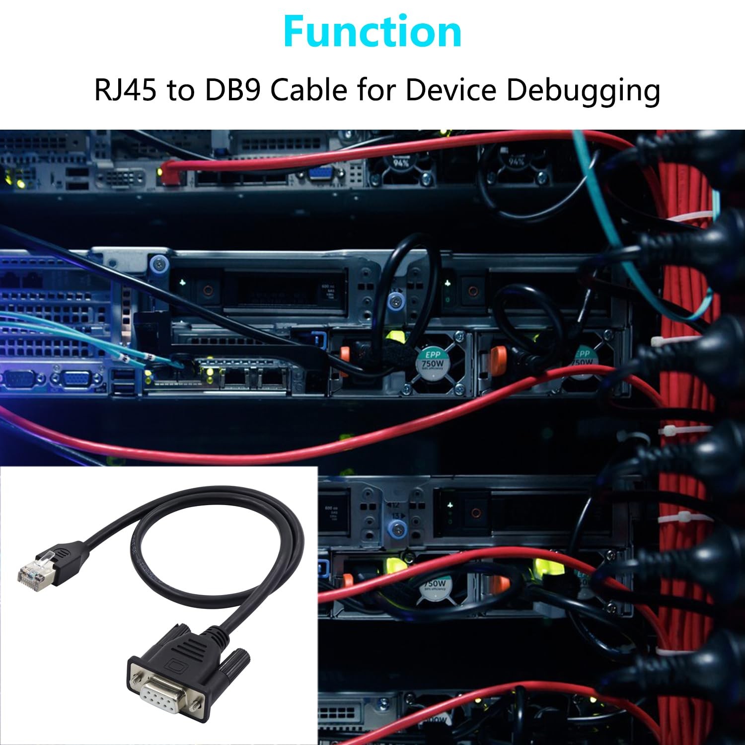 RJ45 Male to DB9 9Pin Female RS232 Serial Port Console Cable 0.5M 1.6 FT