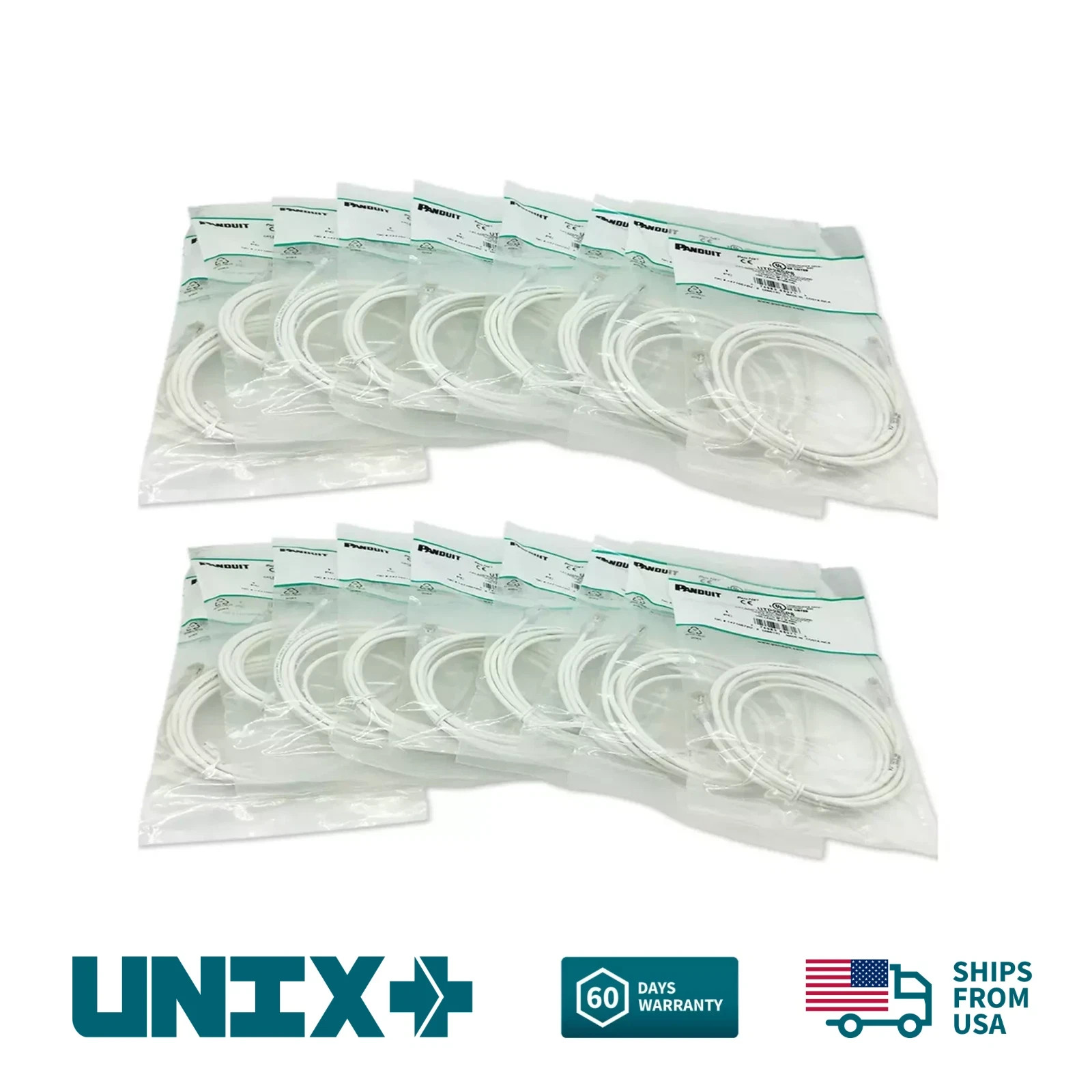 New 20 Pack Slim Panduit Cat6 8ft Network Patch Cable / Cord RJ45 UTP LAN White