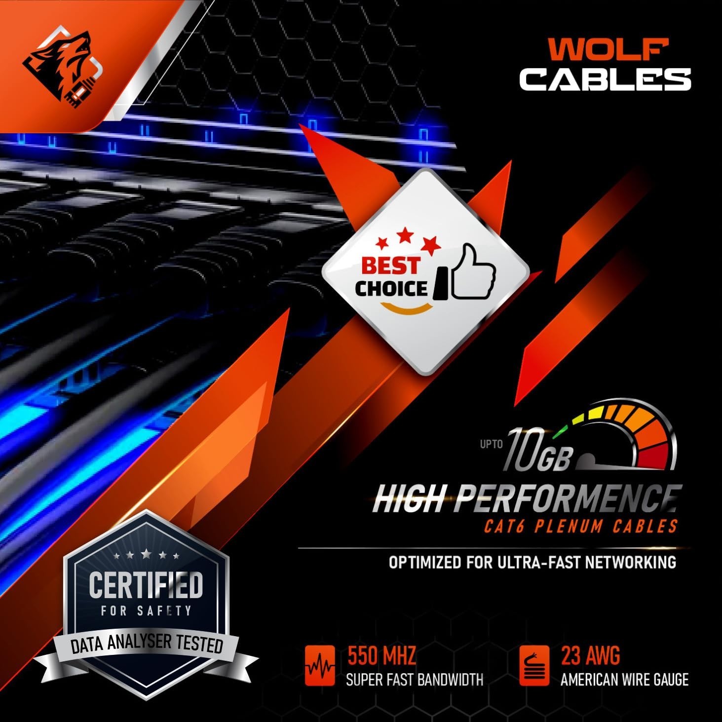 Cat6 CABLE 1000ft PLENUM CMP RATED 23AWG 550MHz UTP CERTIFIED 10Gbps HIGH SPEED