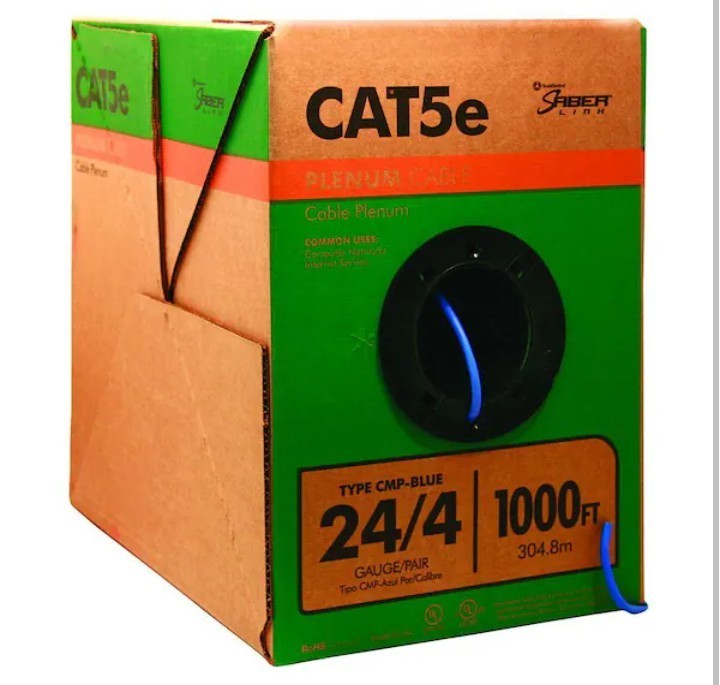 1000ft CAT5e 24/4 Gauge 4 Pairing Cables Copper PVC Plenum Cable 56917749
