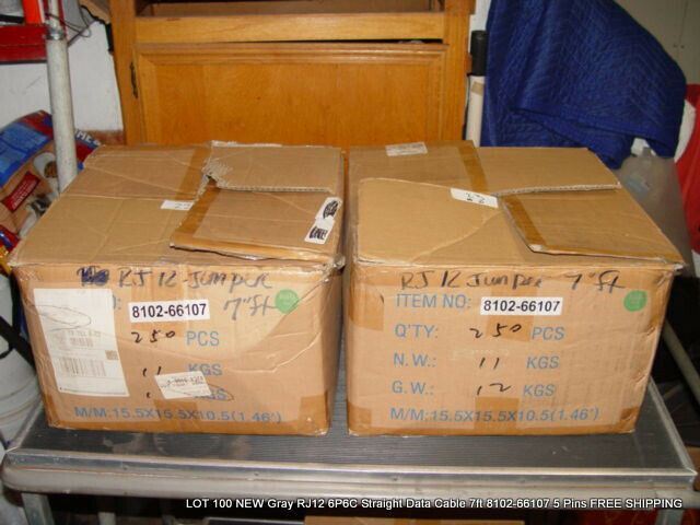 Lot of 20 New Gray RJ12 6P6C Straight Data Cables 7ft 8102-66107 FREE SHIPPING