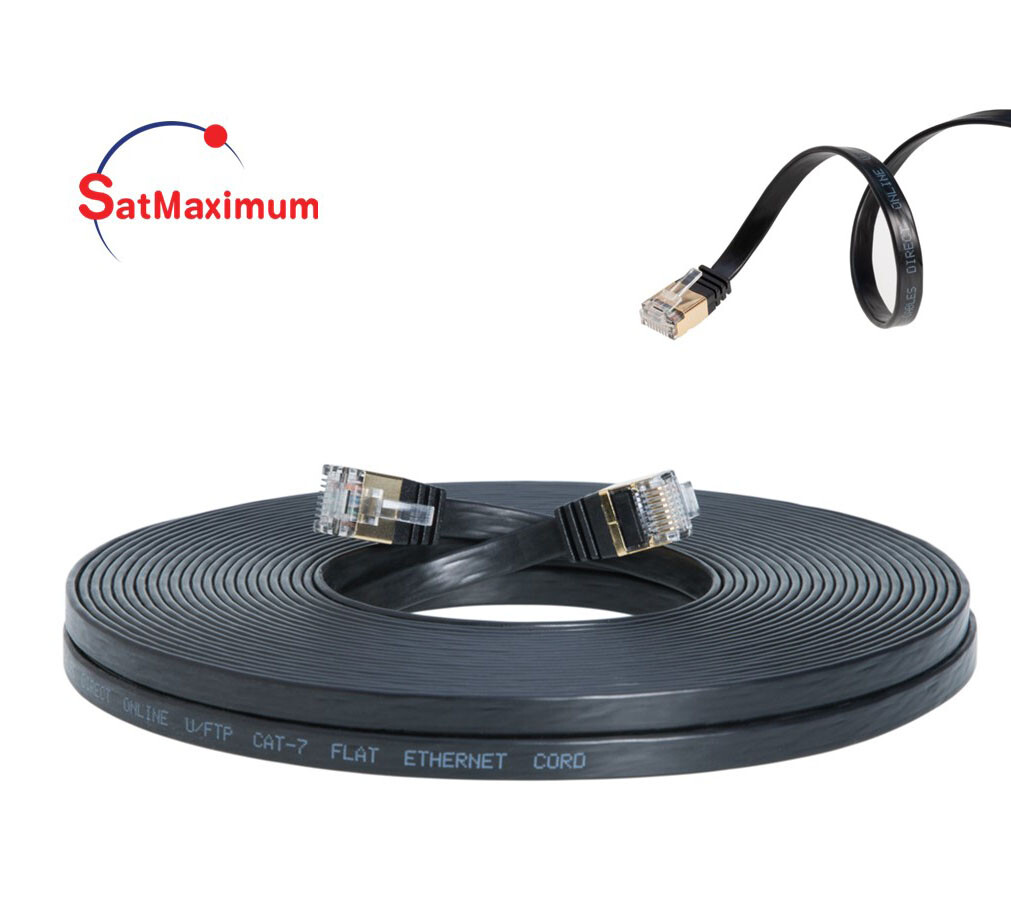 CAT7 Ultra Slim Flat SFTP Ethernet Patch Cable 10Gbps LAN Network Cord Black Lot