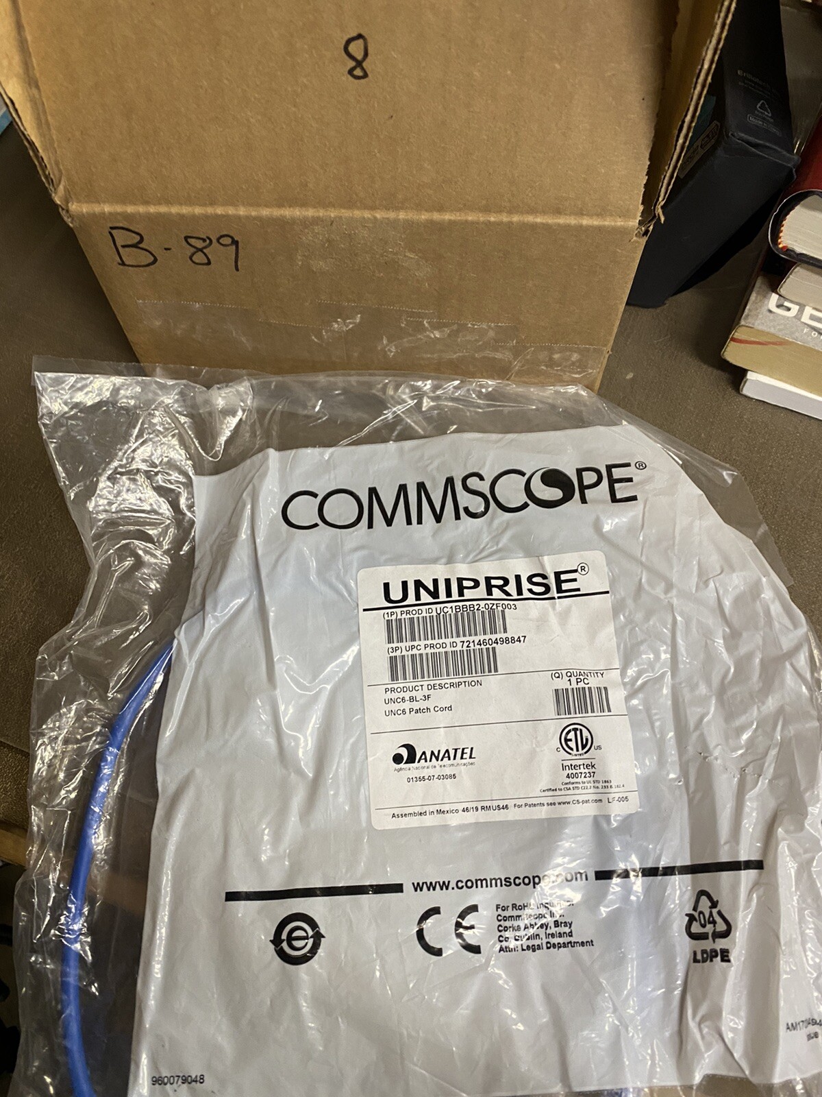 Commscope UNC6-BL-3F 3 Feet Patch Cable cat6 Blue