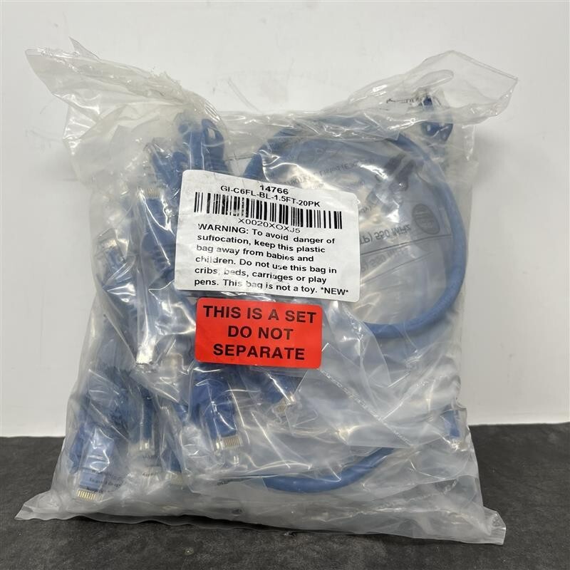 GearIT 20-Pack Cat6 Patch Cable 1.5 Ft / 18 In Cat 6 Ethernet Cable