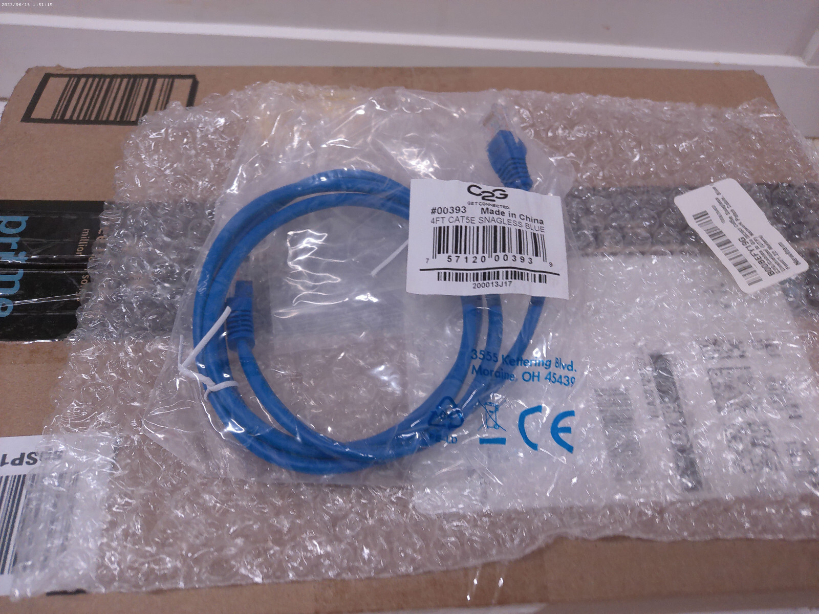 (Lot 11) 4ft (1.2m) Cat5e Snagless (UTP) Ethernet Network Patch Cable-C2G