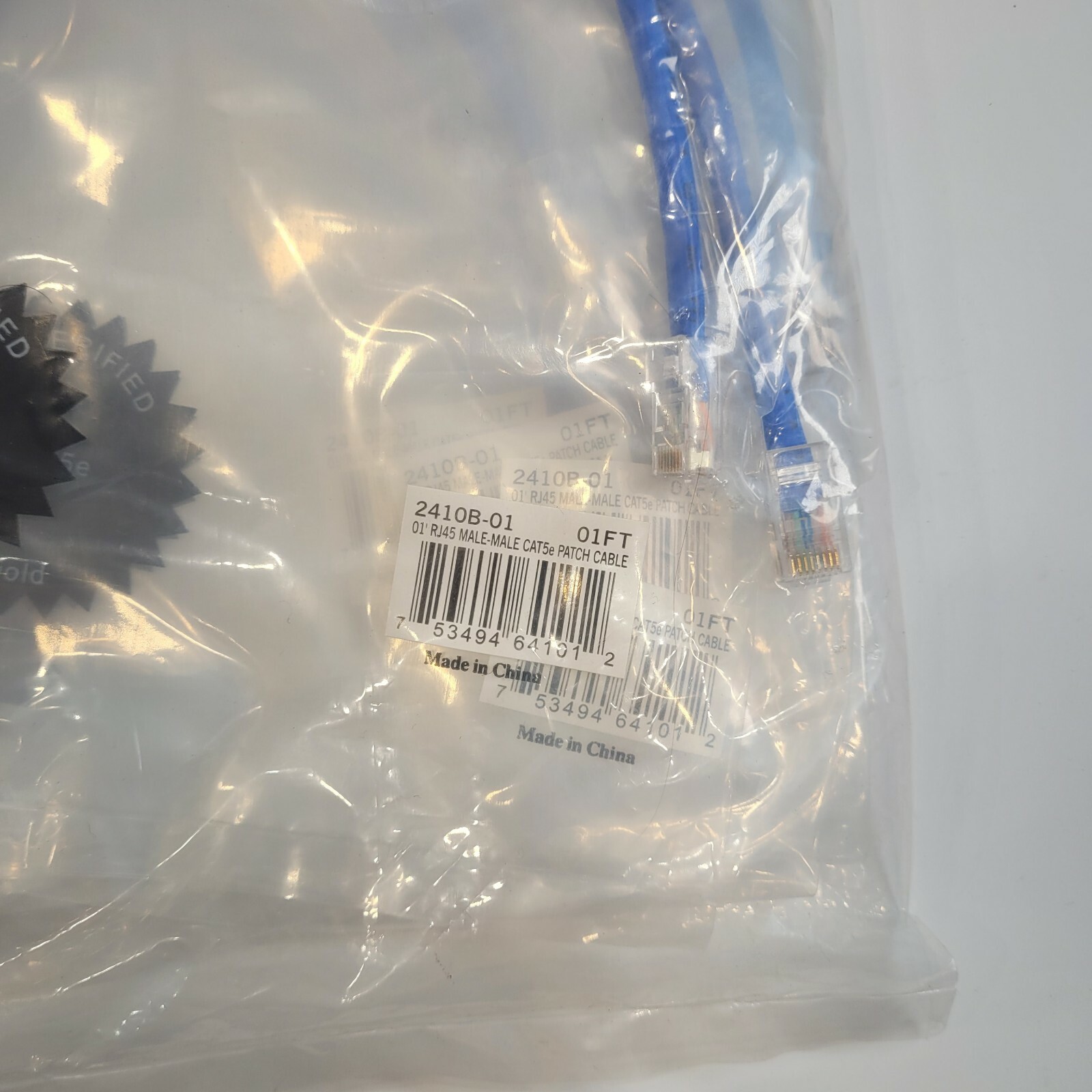 Set of 10 Network Patch Cables 01FT CAT5E 01’RJ45 Male Male Blue CAT5E PATCH CAB