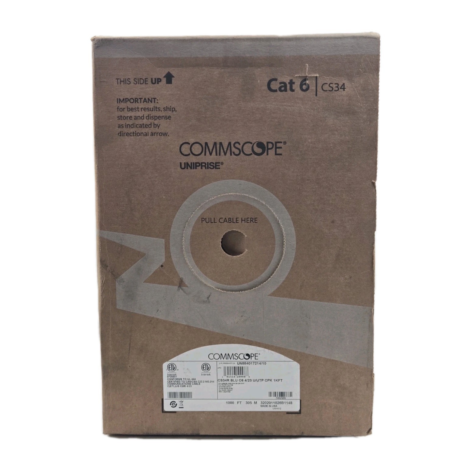 CommScope Cat 6 Cable CS34R BLU C6 4/23 U/UTP CPK 1KFT 1000 FT New Free Shipping