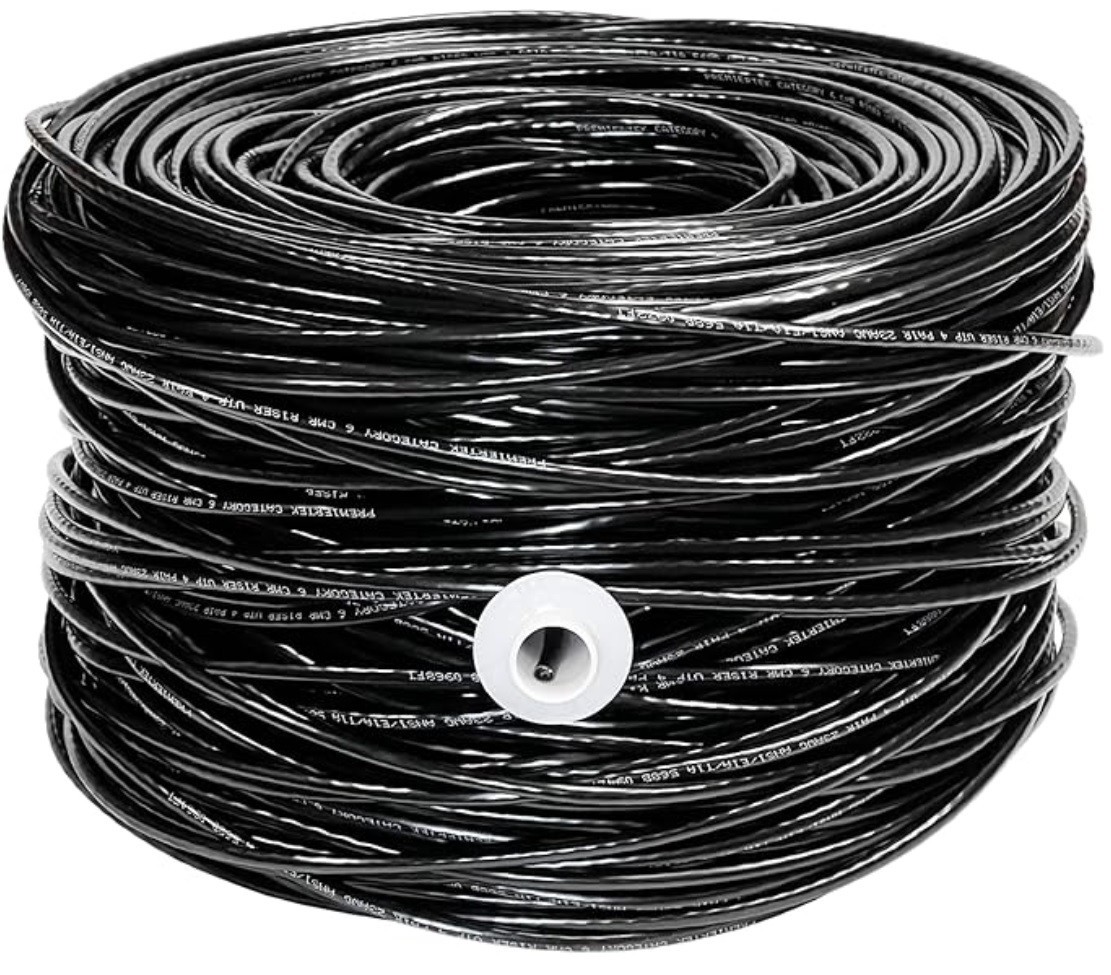 CAT6 1000FT 550MHz Riser UTP NETWORK ETHERNET CABLE BULK WIRE 23 AWG LAN Black