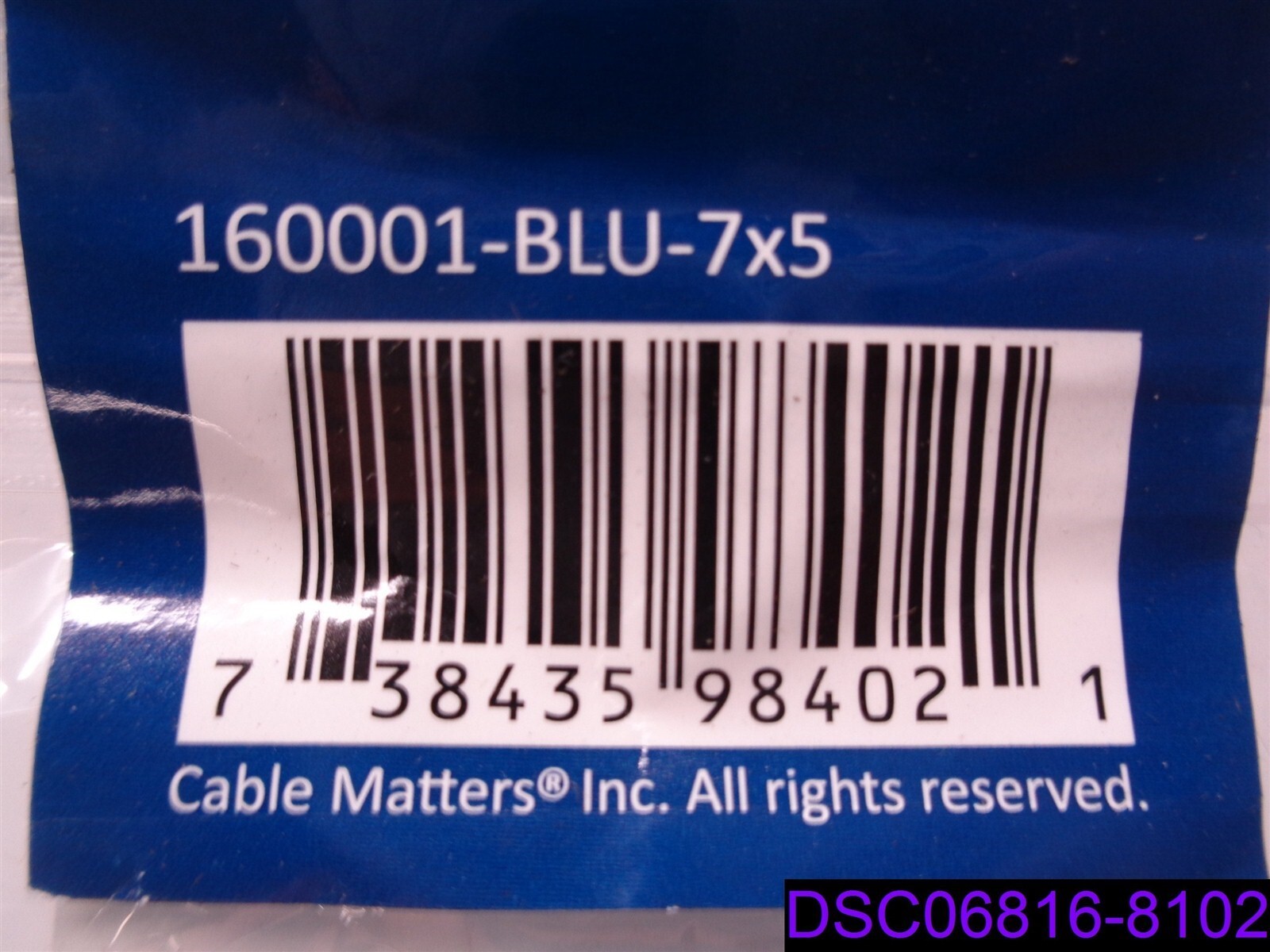 Qty = 50 Cables (10 Packs x 5): Cable Matters Cat6 Ethernet Patch 160001-BLU-7×5