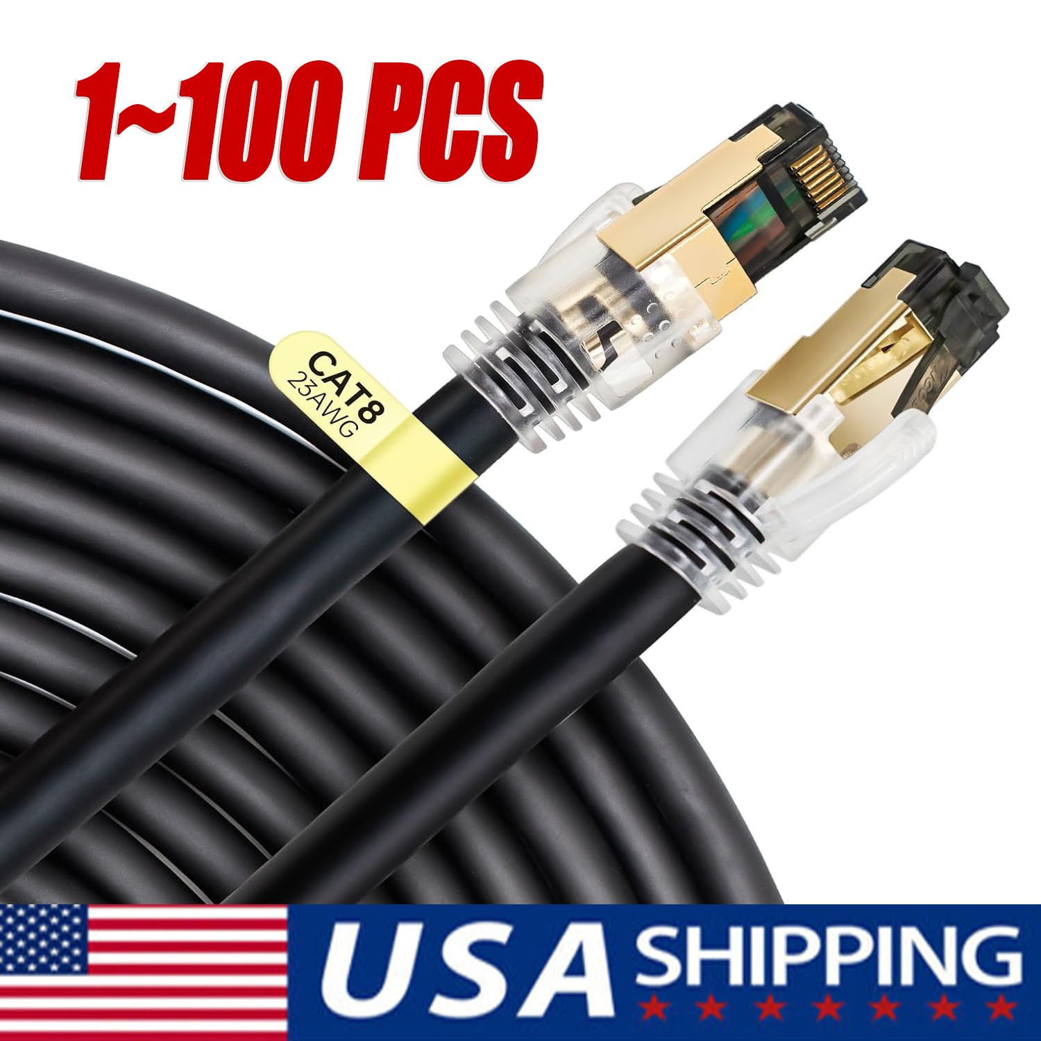 Cat 8 Ethernet RJ45 Cable Super Speed 40Gbps Patch LAN Network Gold Plated LOT