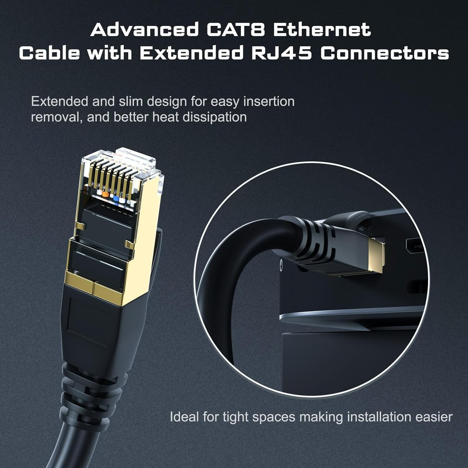 Cat8 Ethernet Cable, Outdoor&Indoor, 10FT Heavy Duty Weatherproof 26AWG Cat8 …