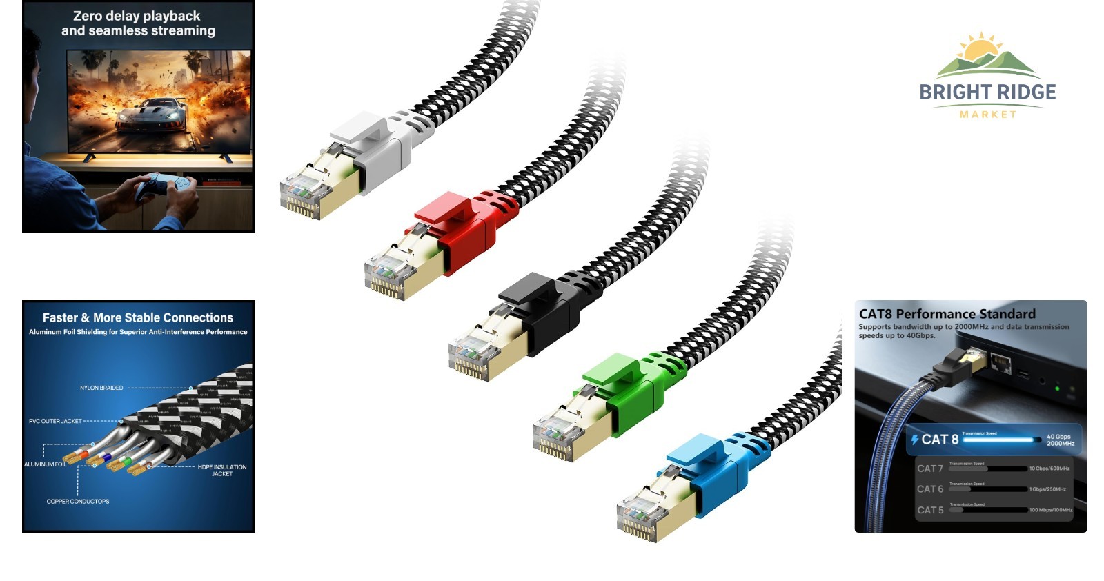 Shielded Ethernet Cable 6ft 5-Pack for High Bandwidth Network Applications