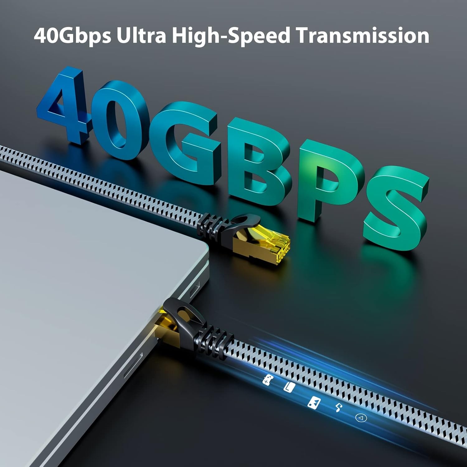 ARISKEEN Cat 8 Ethernet Cable 60 FT, 40Gbps 2000Mhz High Speed 60 Feet, Grey