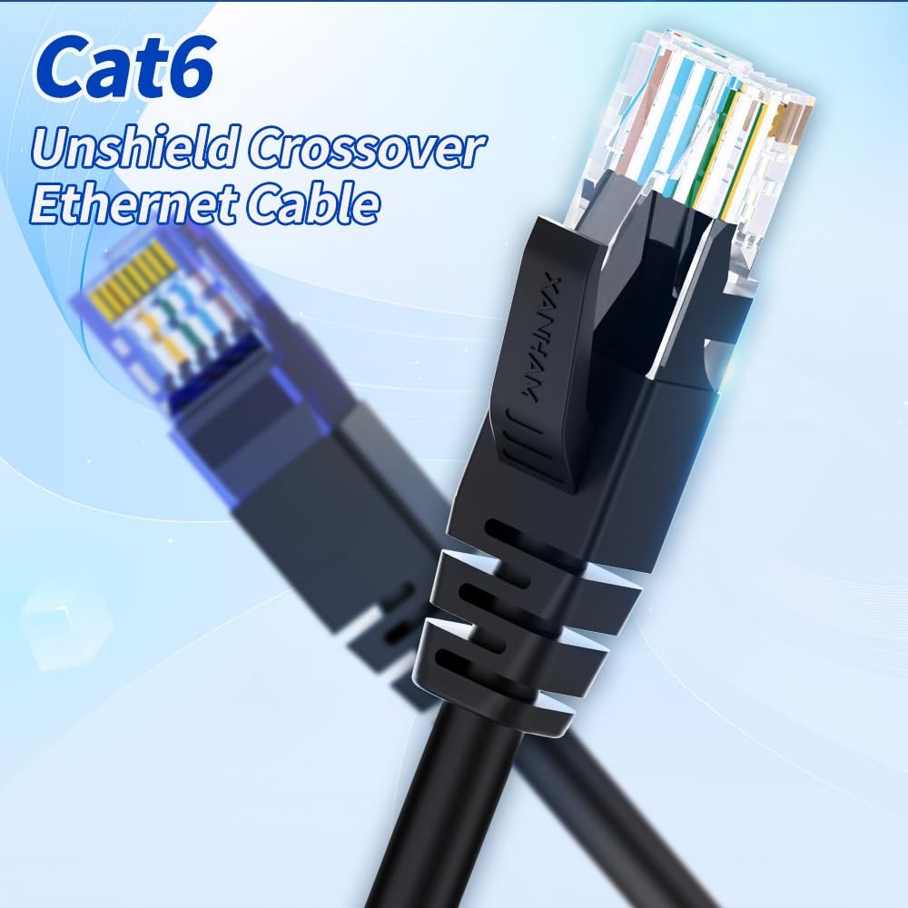 Cat6 Crossover Ethernet Cable UTP 6.6ft RJ45 Male to Male LAN Patch Cord