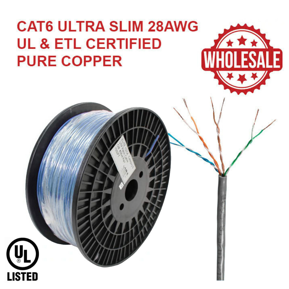 Cat6 UTP CM 28AWG 4 Pair Stranded ETL Certified, UL Listed, Solid Pure Copper
