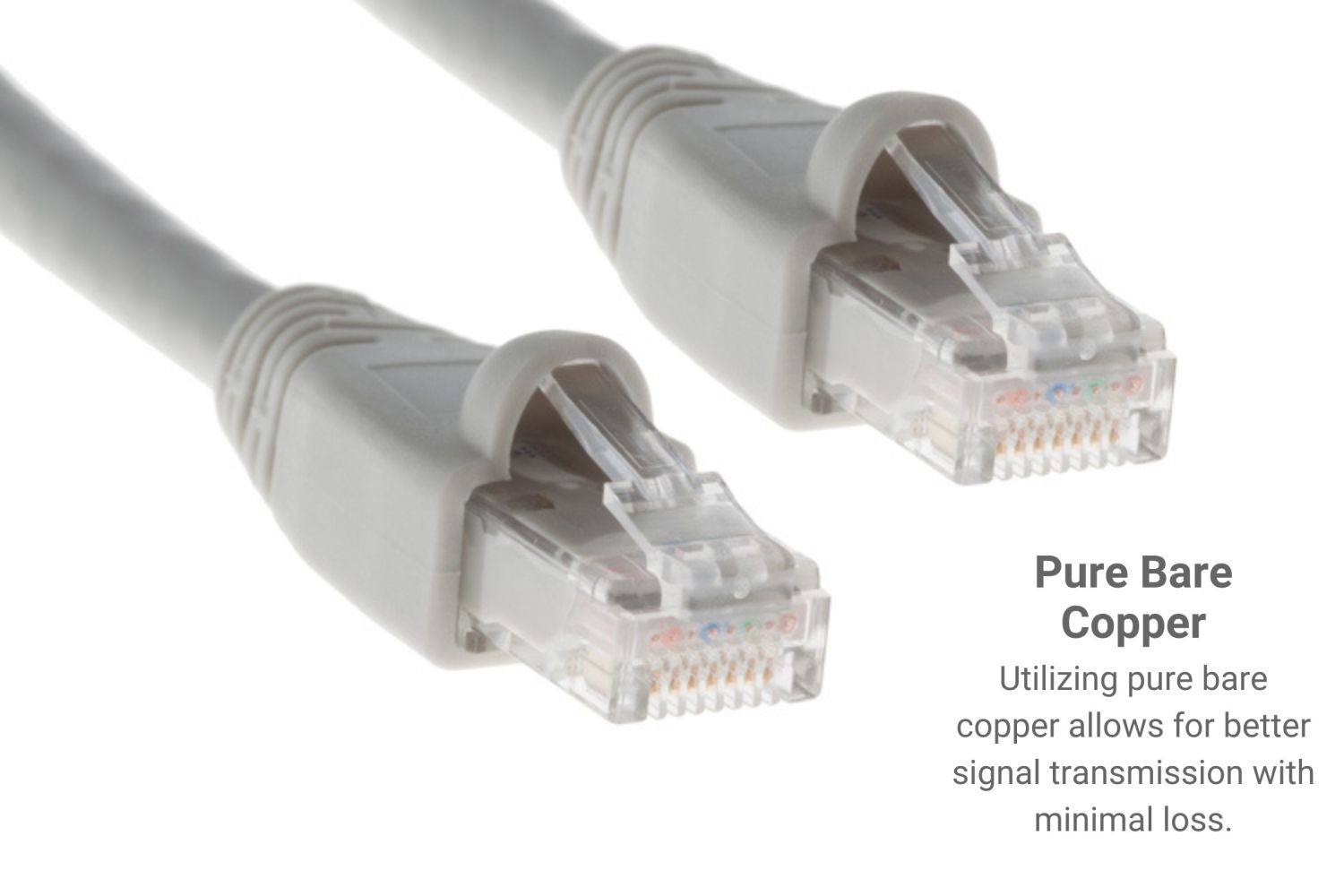CAT6A Ethernet Patch Cable, Snagless, 50′, Gray – Lifetime Warranty