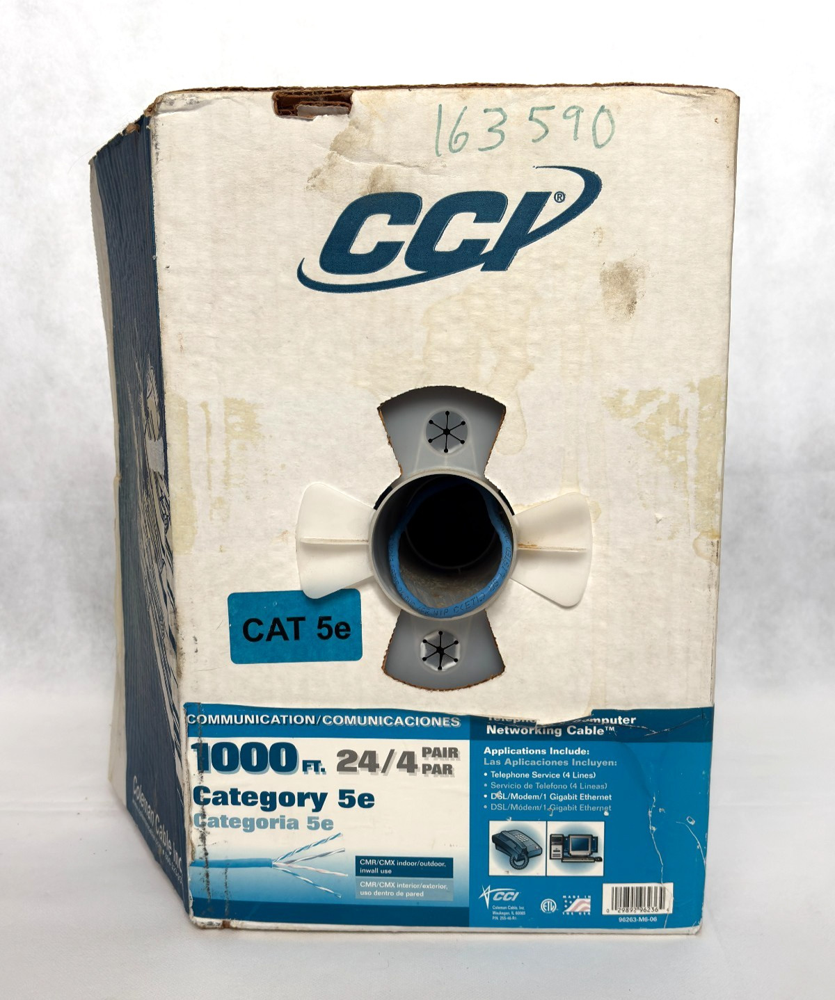 CCI 1000 ft. 24/4 CAT5e CMR/CMX Networking Data Cable – Open Partial Box