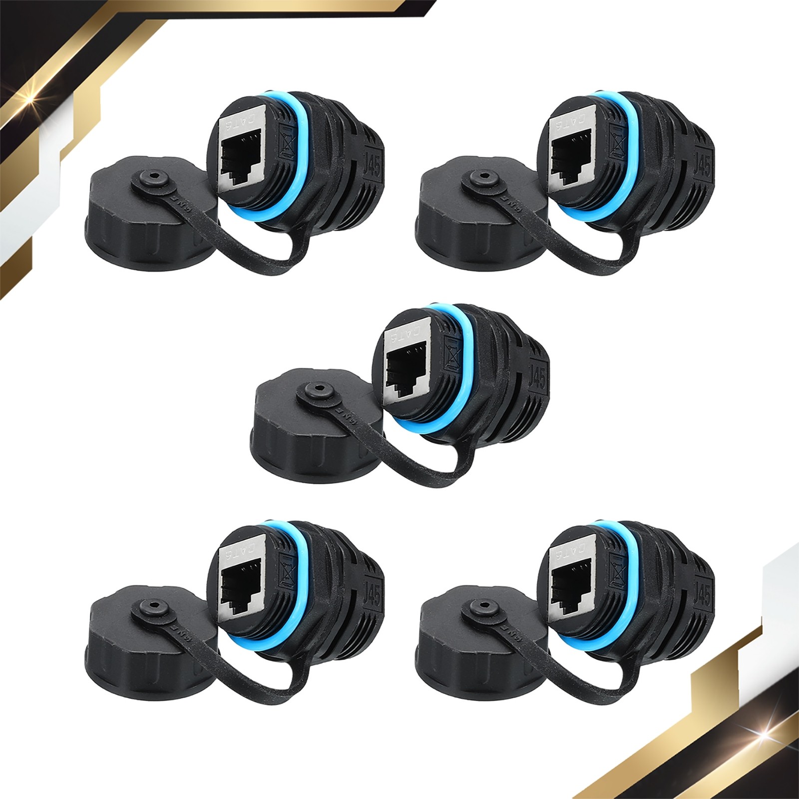 5Pack RJ45 Panel Mount Coupler Bulkhead Ethernet Connector Blue