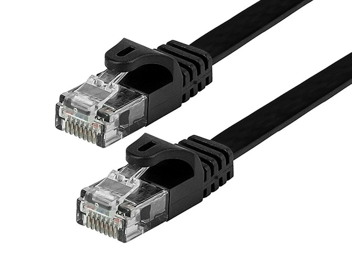 Monoprice Flat Cat6 Ethernet Patch Cable – 25 Feet – Black, 550MHz, UTP, 30AWG