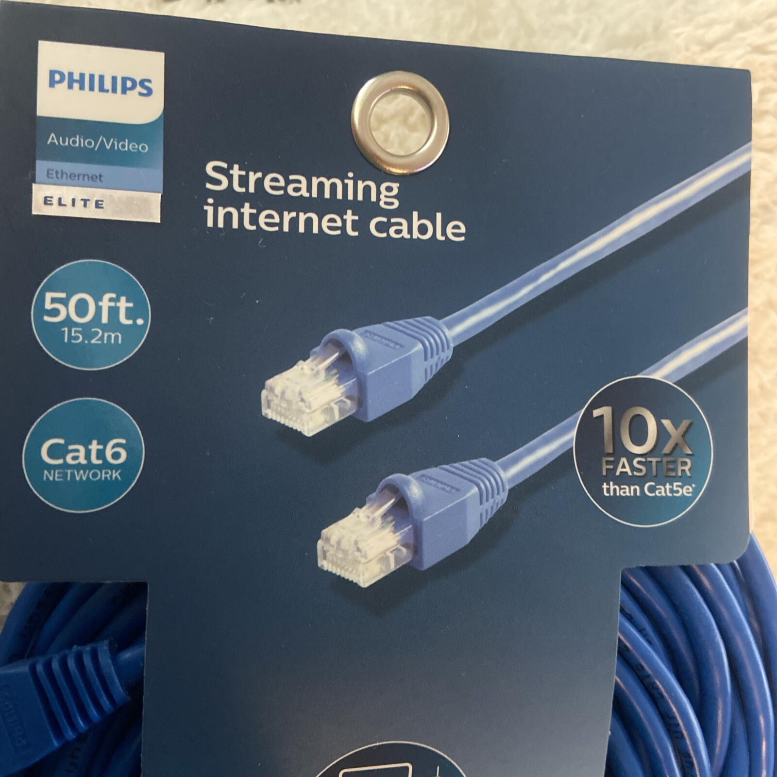 internet cable 50 ft Cat 6 Philips New 10x Faster than Cat 5e Speeds Up To 1GBPS