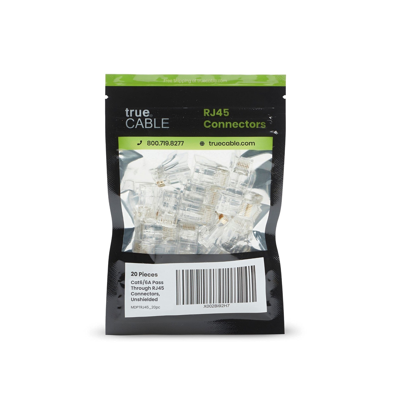 Truecable Cat6/6a Rj45 Pass Through Connectors Unshielded utp Modular Plug Ul