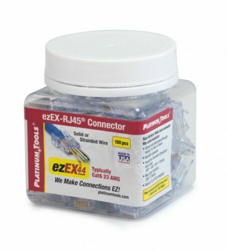 Platinum Tools 202044J ezEX-RJ45 Cat6 24-22 AWG Solid/Stranded Connectors 100pcs