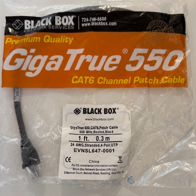 Black Box Giga True 550MHz Cat6 EVNSL647-0001 1ft 24AWG, Stranded, 4-pair 3 Lot