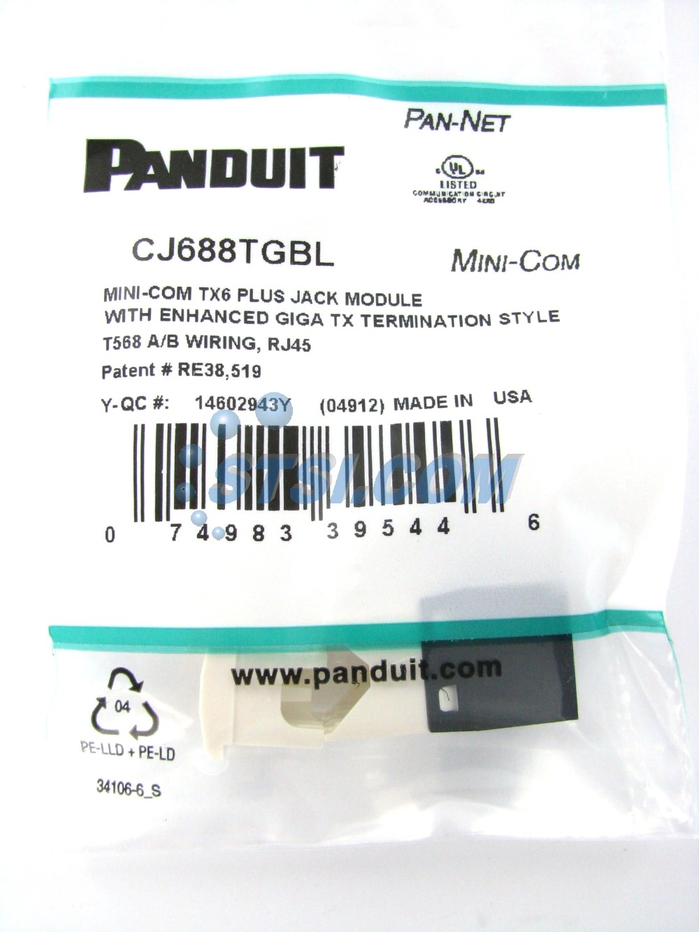 GENIUNE Panduit CJ688TGBL Cat6 Mini-Com Jack Module, Black ~STSI