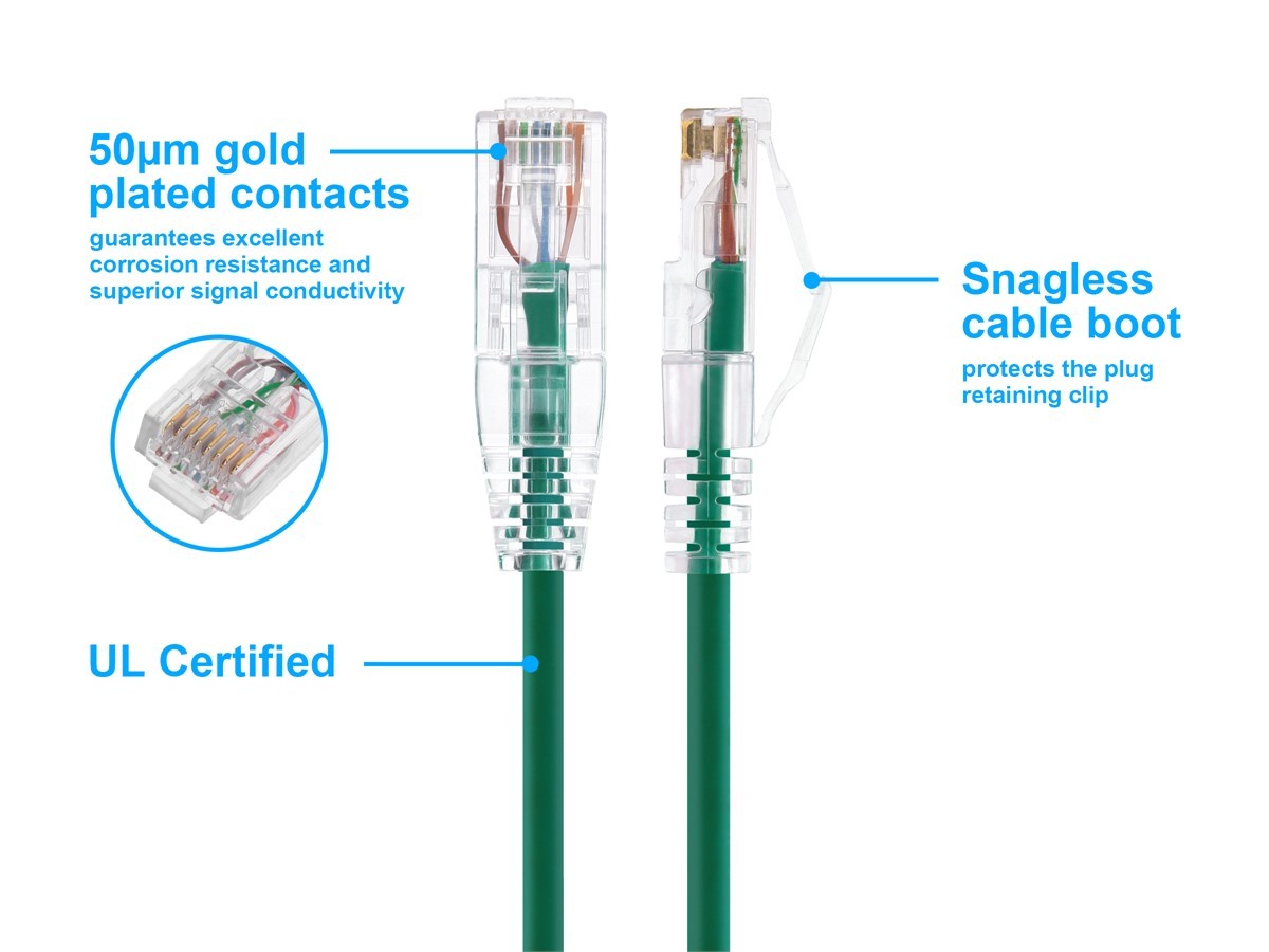 Monoprice Cat6 Ethernet Patch Cable – 20 feet – Green | Snagless RJ45 Stranded