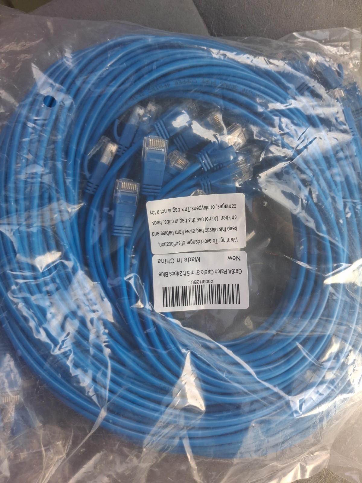 Cat 6A Slim Round Ethernet Patch Cable RJ-45 Male to Male 5 ft Blue Type RJ-45