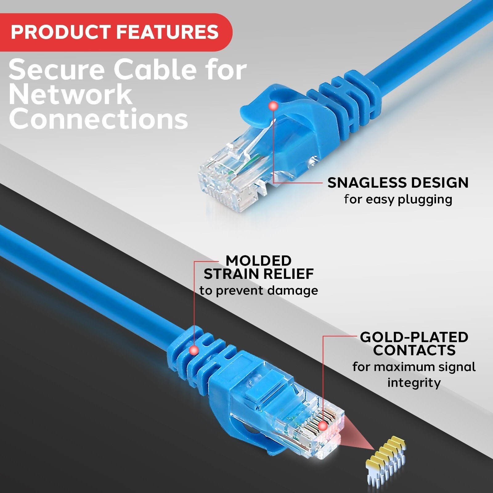 Pyle CAT6 UTP Ethernet Cable – 650MHz / 1 Gbps, 24AWG 7/0.20CCA OD: 5.6MM 8P8C