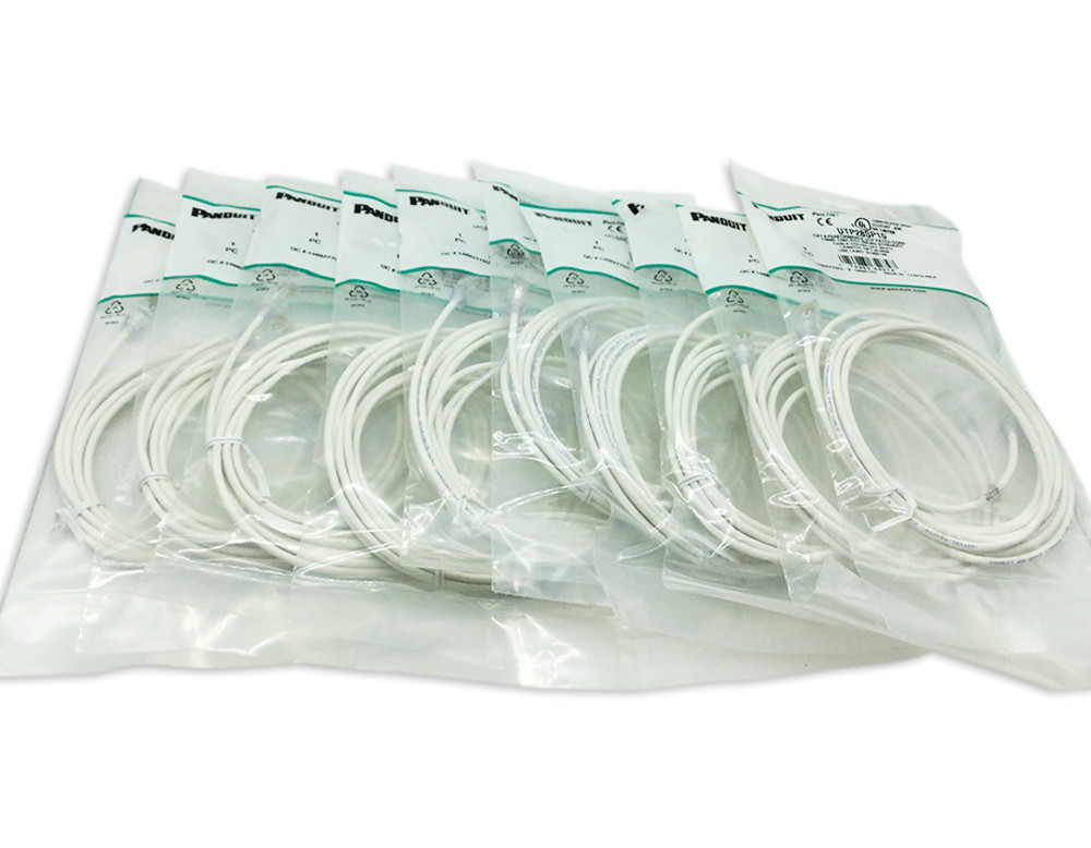 New 10 Pack Slim Panduit Cat6 10ft Network Patch Cable / Cord RJ45 UTP LAN White