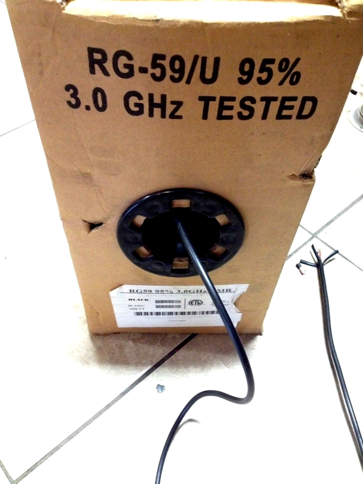 est 900 FT RG59 Black Coaxial Direct Burial Outdoor (20Awg) 95% BC Braid 3.0 Ghz