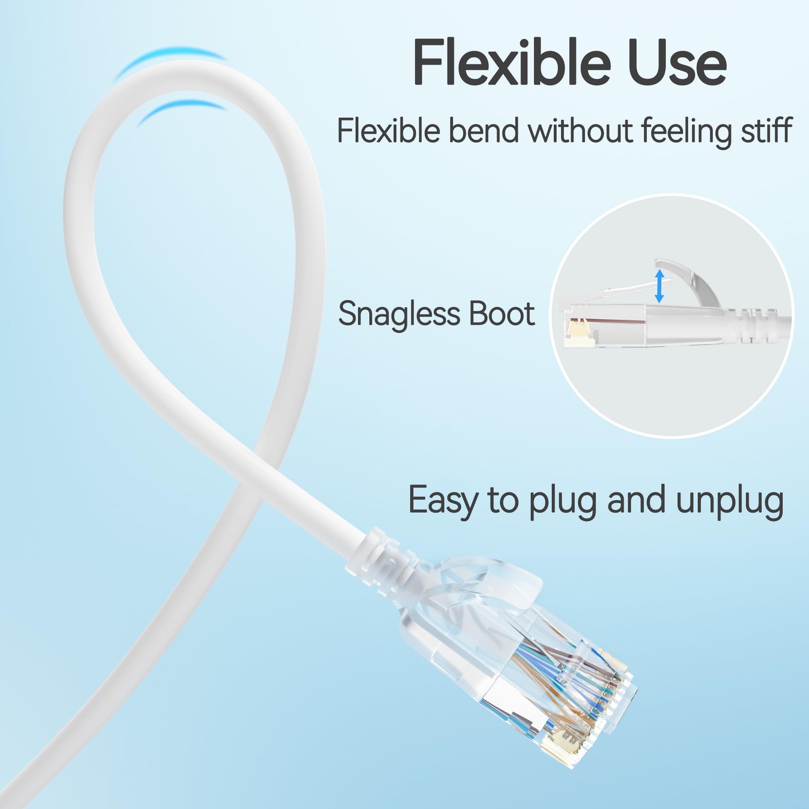 Cat6 Slim Patch Cables 0.5 Feet 10-Pack White, Cat6a Patch Cables 10Gbps 550M…