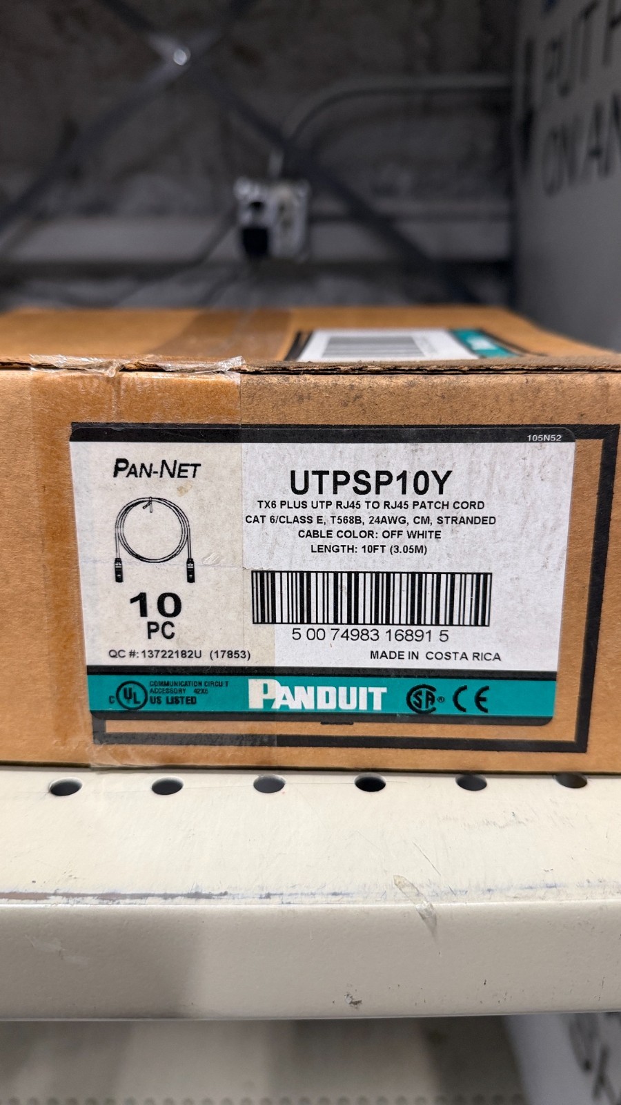 Panduit CAT6E 10FT WHITE Network Cable UTPSP10Y 24AWG Stranded BOX OF 10