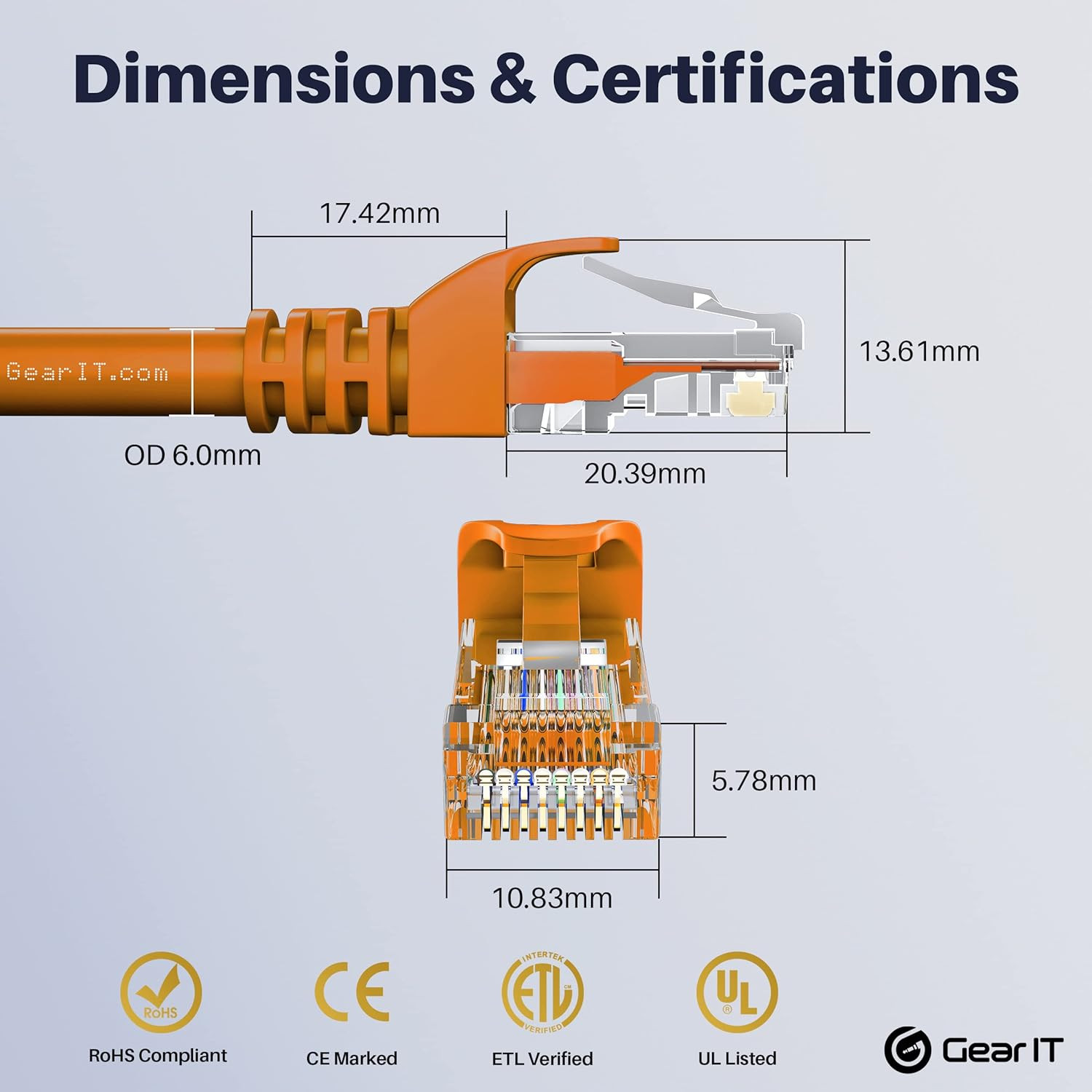 Premium 100-Pack Cat6 Ethernet Patch Cable, 3ft, Snagless, Orange