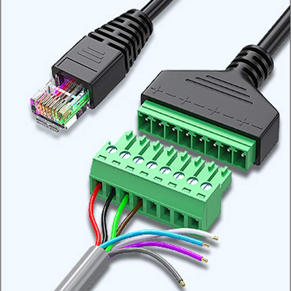 RJ45 Male To 8 Pin Screw Terminal Block Adapter Ethernet Extender 2 PCS