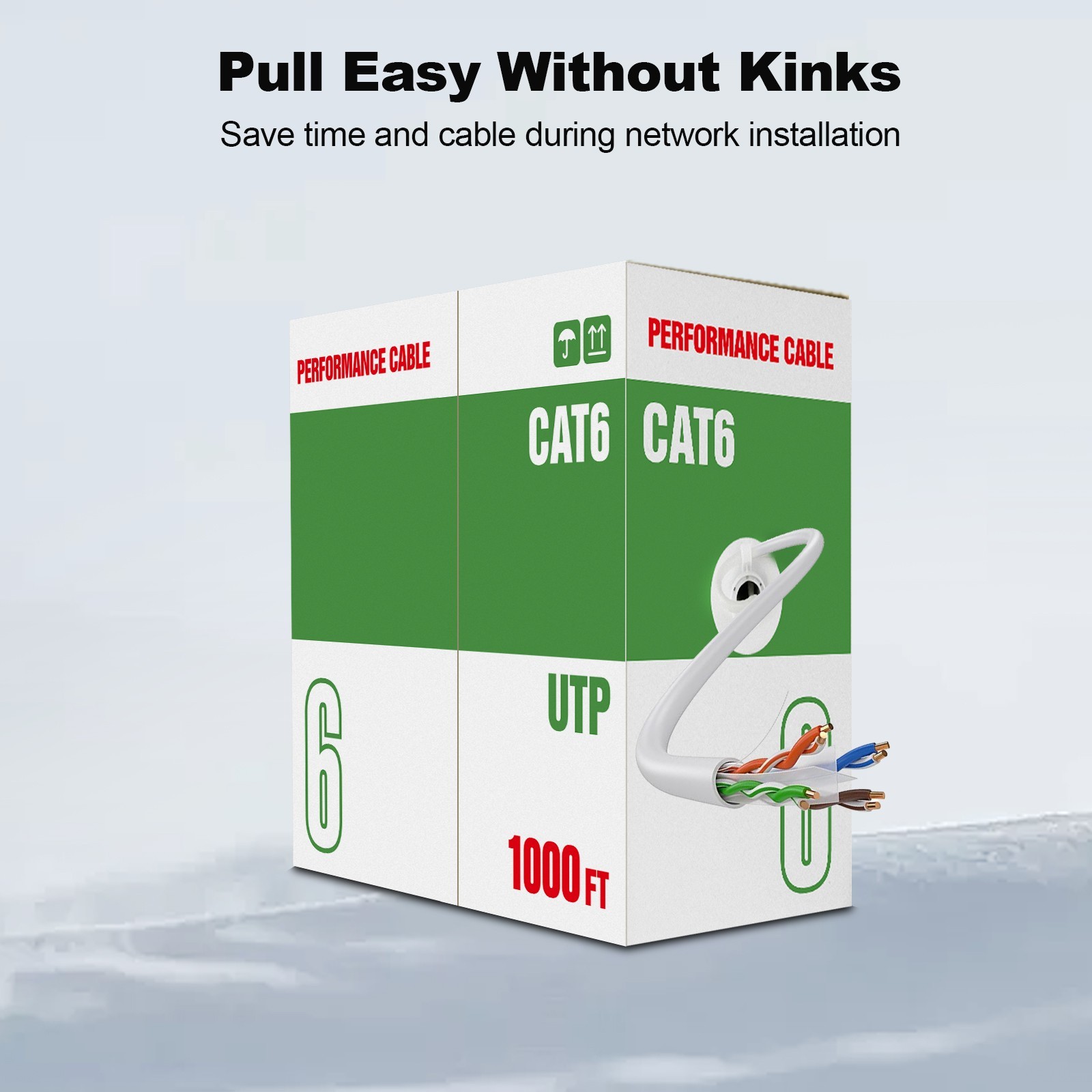 1000ft Cat6 Ethernet Cable 23AWG Solid Coppe UTP 550MHZ Network Bulk Wire Lan