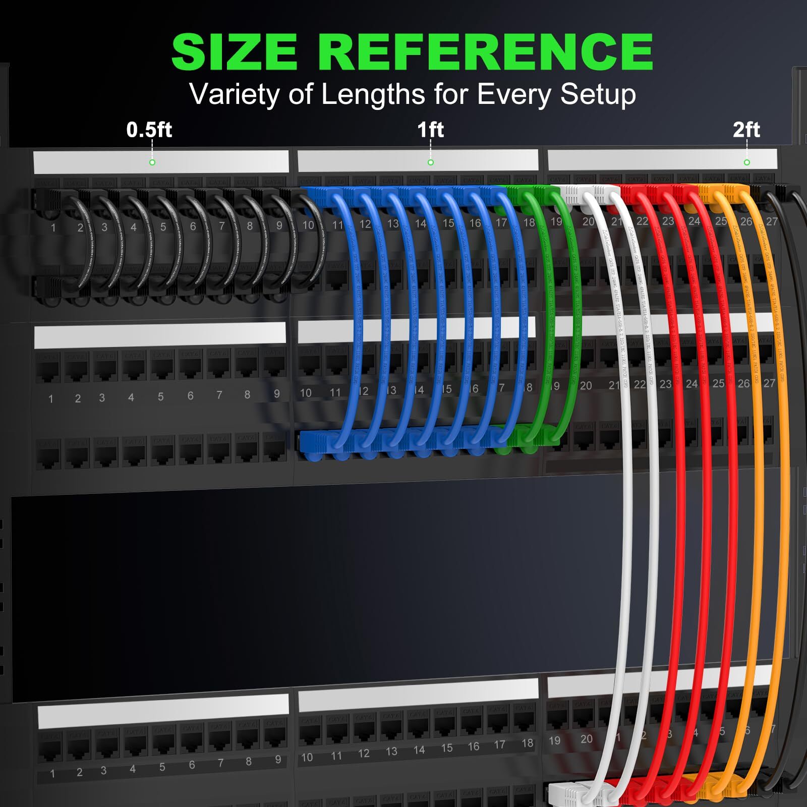 Cat 6 Patch Cables 1 ft 24-Pack – Cat 6 Ethernet Cable Snagless RJ45 Cat 5e C…