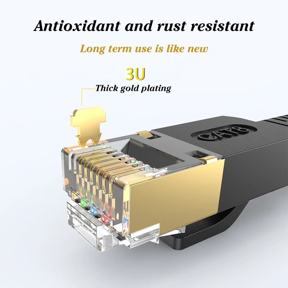 Cat 8 Ethernet RJ45 Cable Super Speed 40Gbps Patch LAN Network Gold Plated Lot