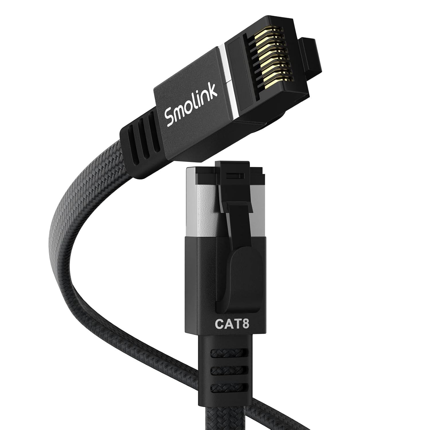 Ethernet Cable 50 ft, Cat 8 Ethernet Cable with 40Gbps Braid Flat Cat8 50ft