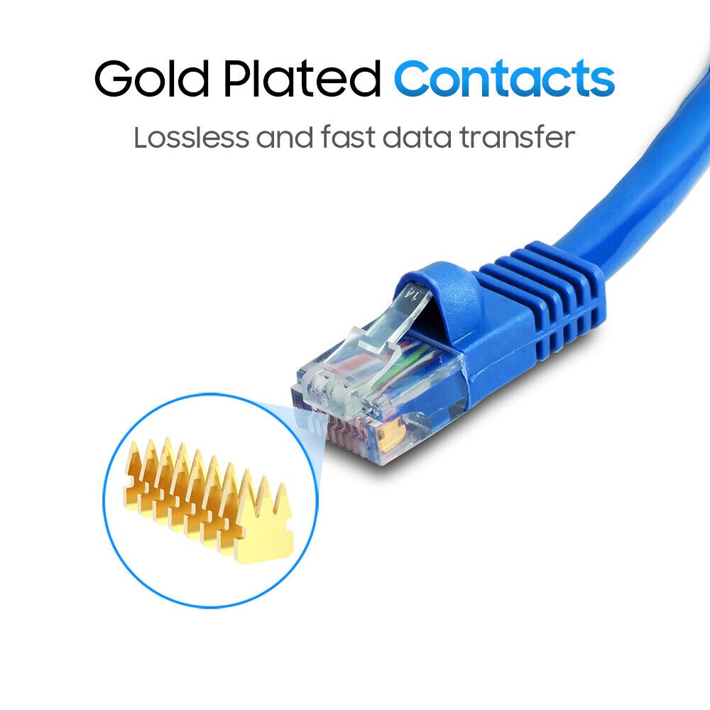 5 Pack Cat5e Ethernet Patch Cable 1.5ft-15ft High-Speed Internet LAN Cord Blue