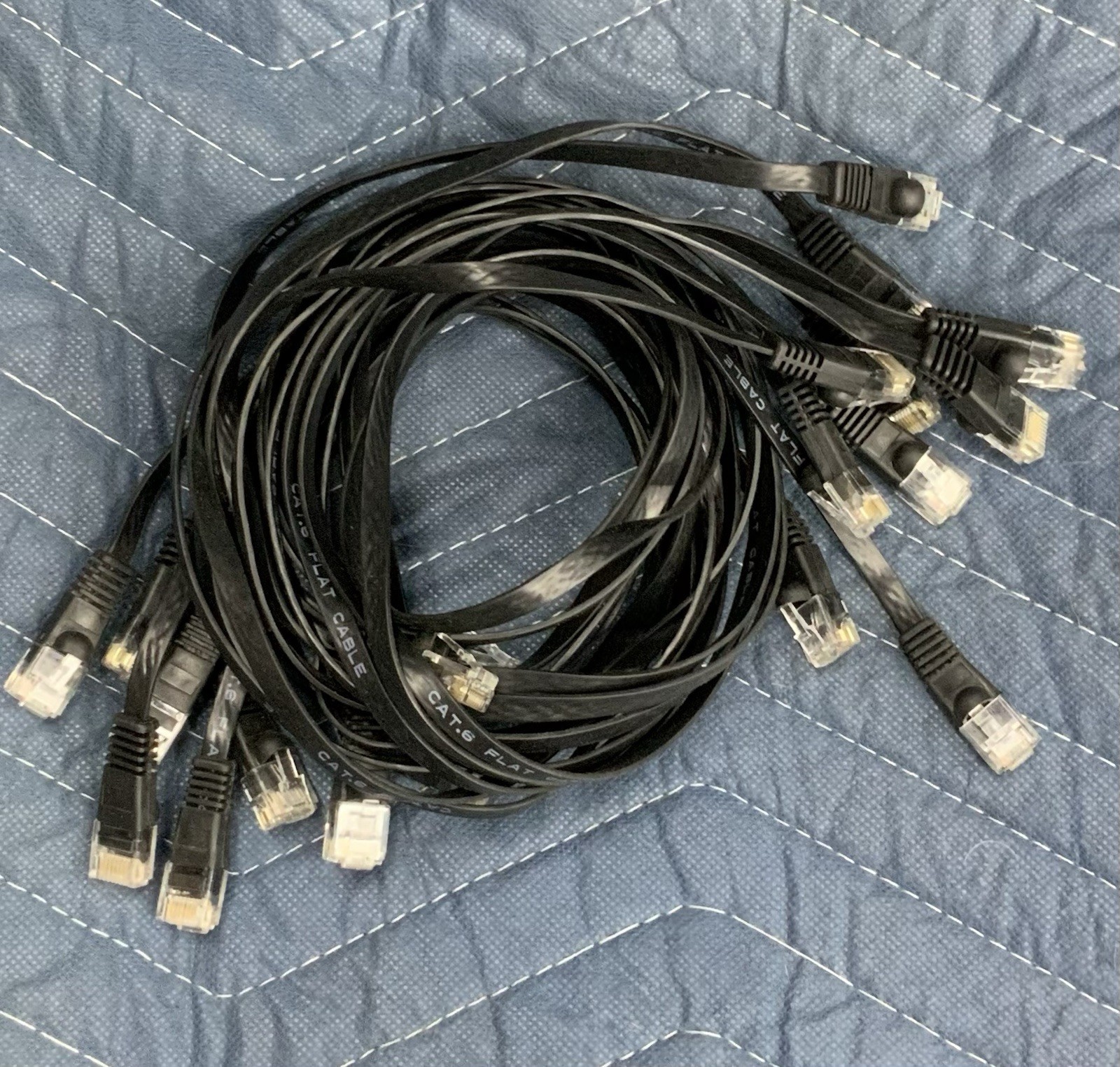 3ft Cat6 Flat Ethernet Patch Cable 10 Pk- Snagless RJ45 Server Rack Patch Cords