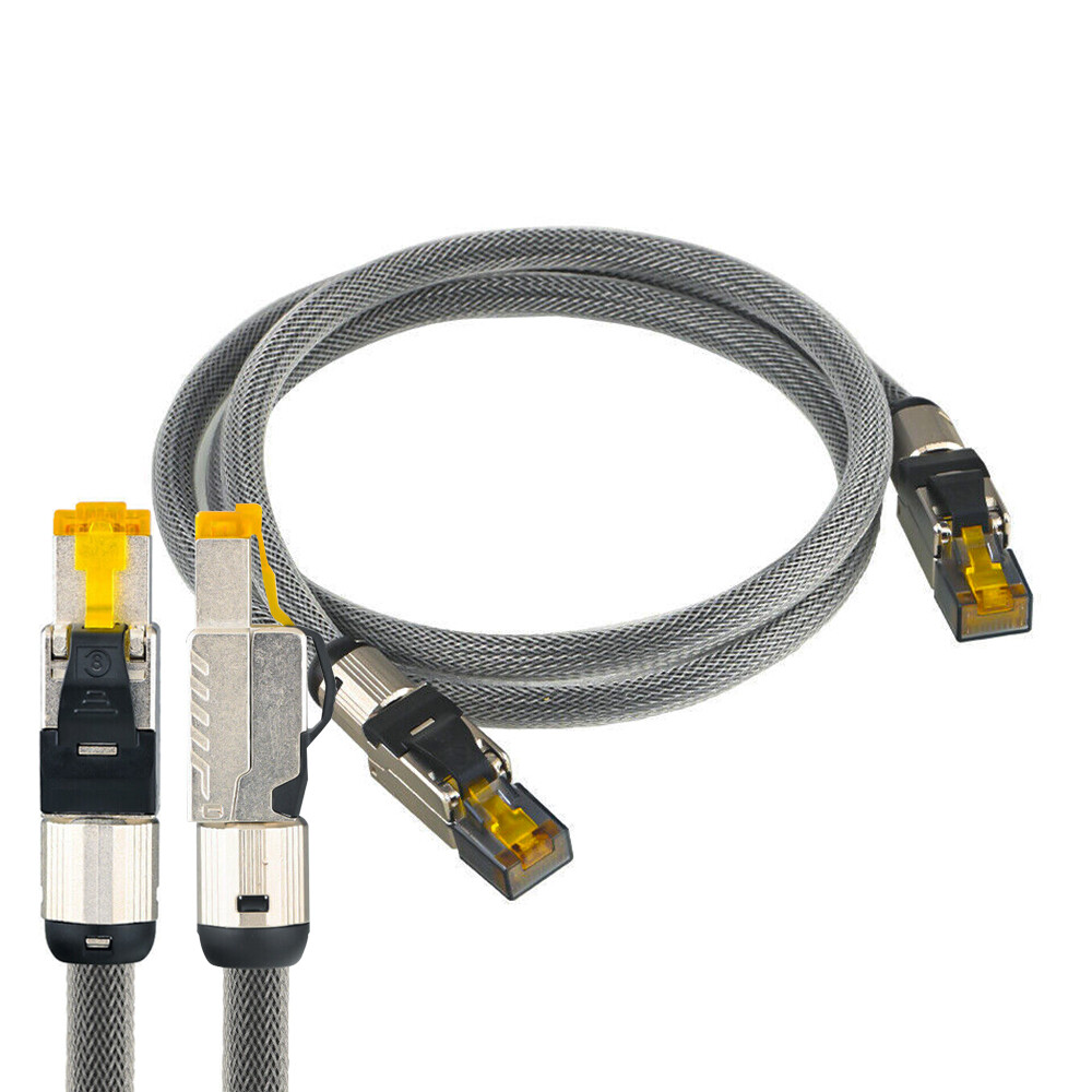 Hi-End Pure Silver Cord CAT8 Ethernet Network 40Gbps 2000MH RJ45 Patch Cable NEW