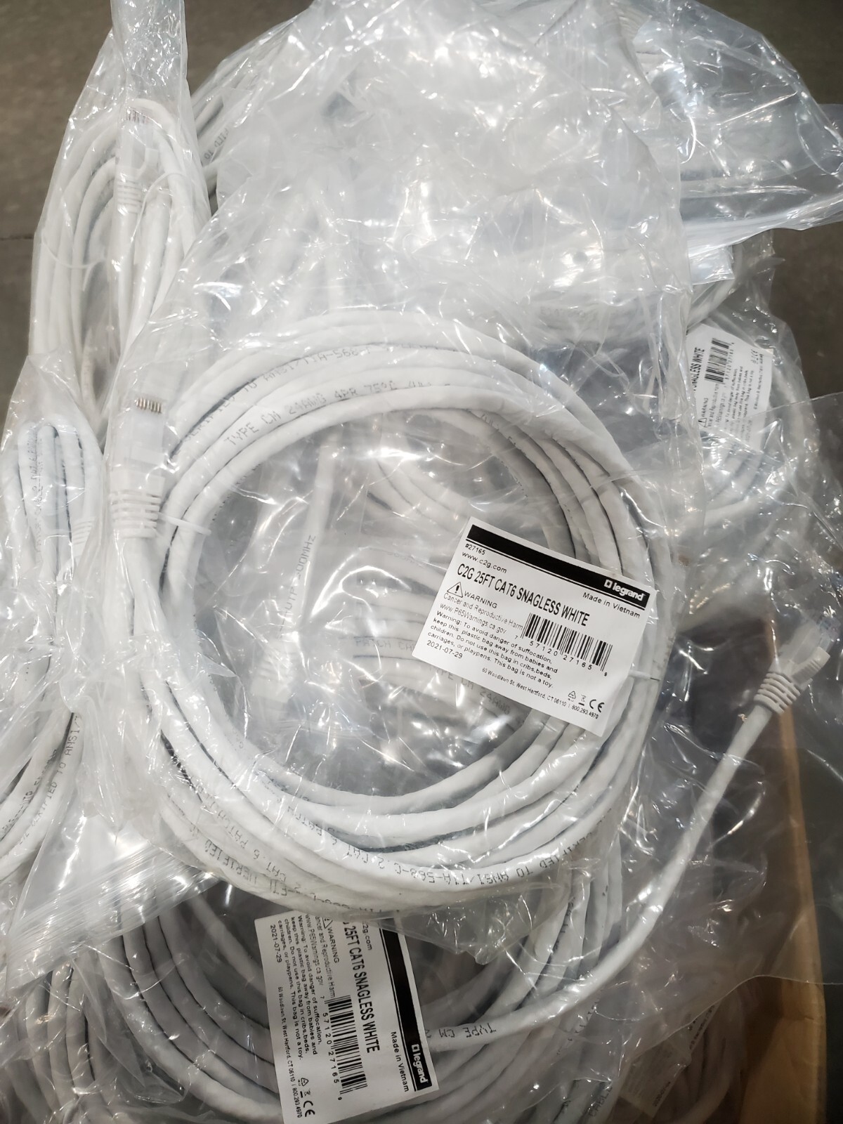 Lot of 50 CABLES TO GO 25 FOOT CAT6 CABLE WHITE CTG 27165 NEW AND SEALED #69