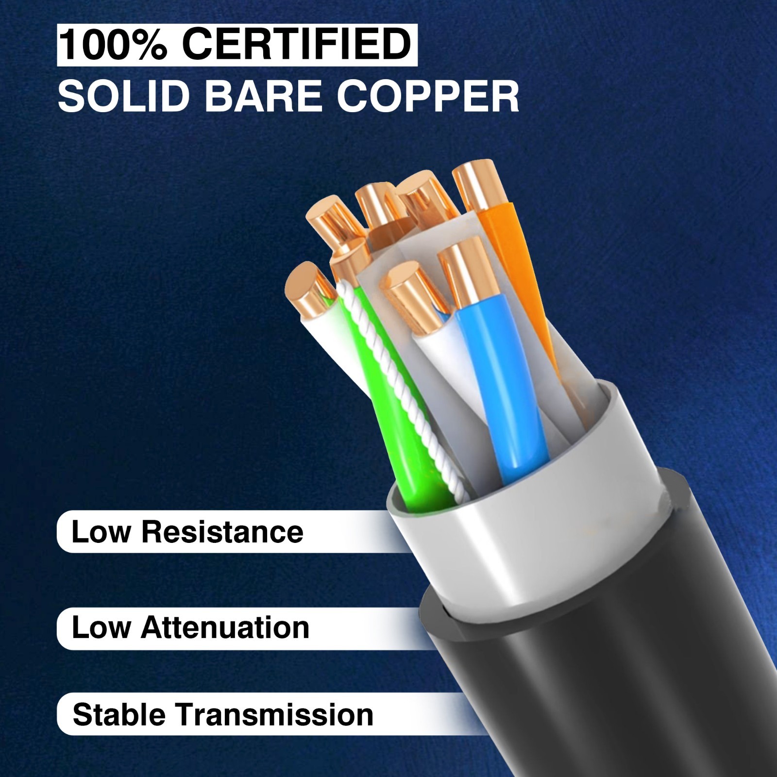 1000ft Cat6 Outdoor Direct Burial Ethernet Cable 23AWG Solid Coppe UTP UV Rated