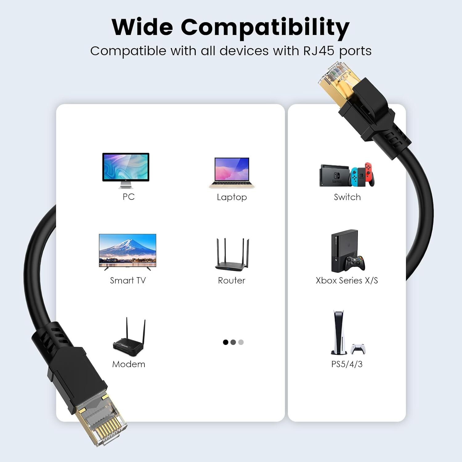 Cat 8 Ethernet RJ45 Cable Super Speed 40Gbps Patch LAN Network Gold Plated Lot