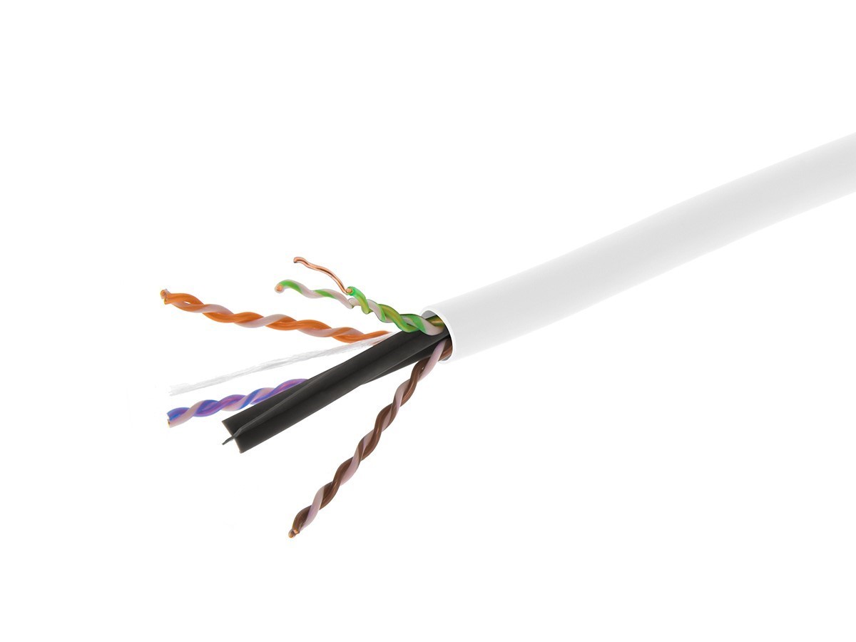 Monoprice Cat6 Plenum Bulk Cable 500ft White UL Solid 550MHz UTP CMP 10G 23AWG